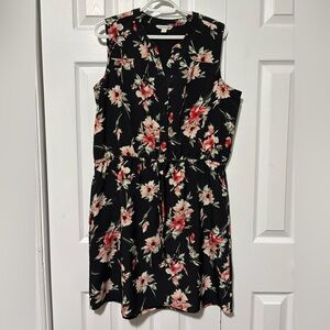Catherine Malandrino Black and Pink Floral Mini Dress